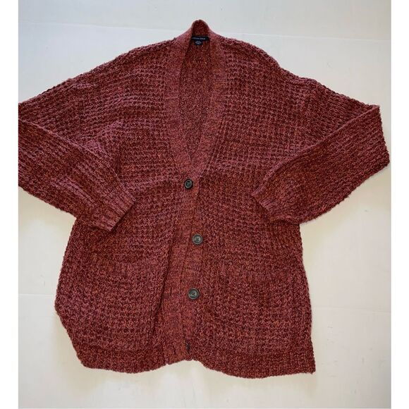 American Eagle Cardigan Womens S Rust Open Front Long Sleeve Cozy Cottagecore A5 - Picture 1 of 6